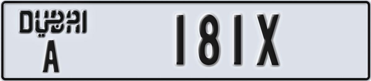 dubai License Plate Number 181X Code A