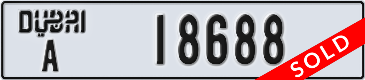 dubai License Plate Number 18688 Code A