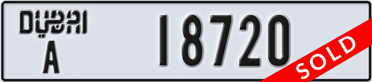 dubai License Plate Number 18720 Code A
