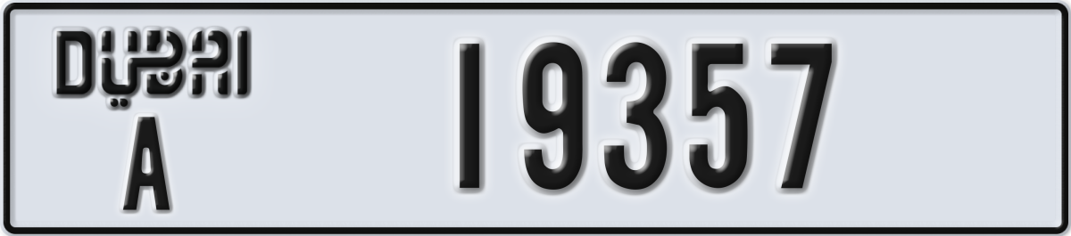 dubai License Plate Number 19357 Code A