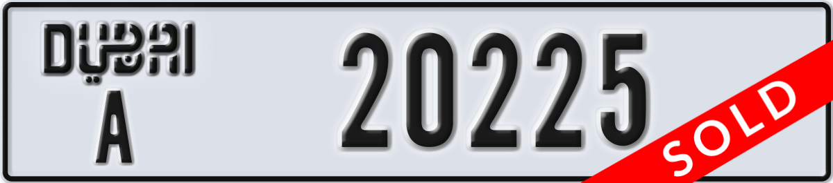 dubai License Plate Number 20225 Code A