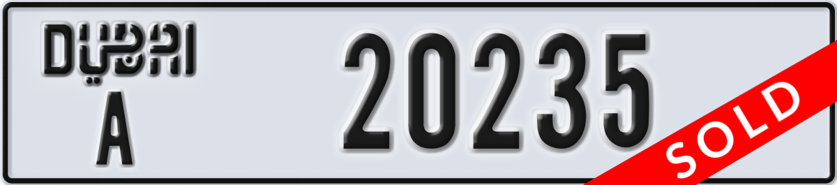 dubai License Plate Number 20235 Code A