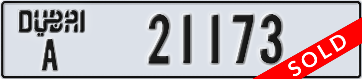 dubai License Plate Number 21173 Code A
