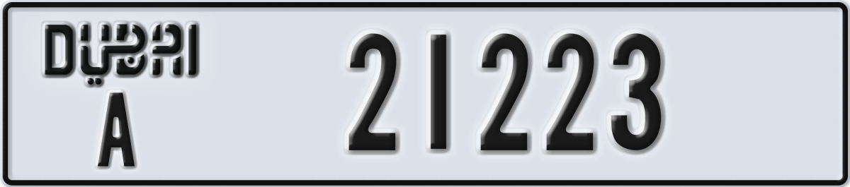 dubai License Plate Number 21223 Code A