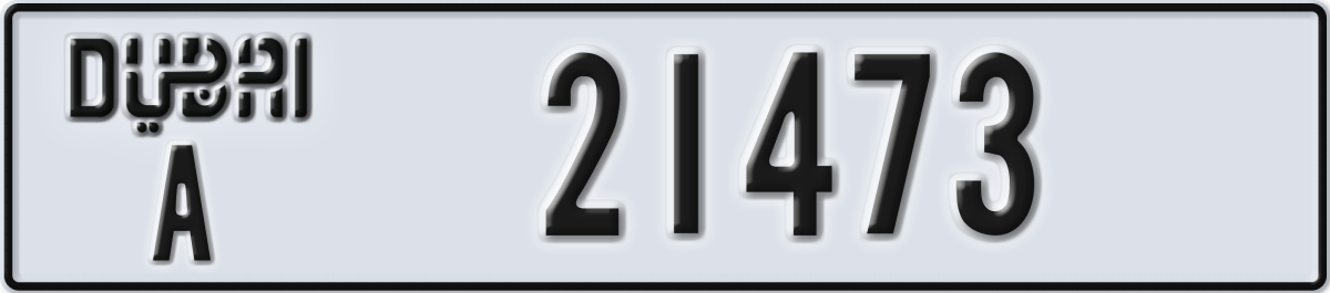 dubai License Plate Number 21473 Code A