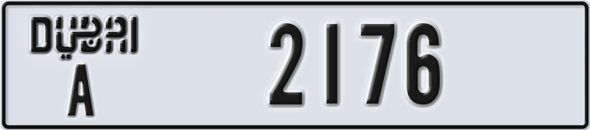 dubai License Plate Number 2176 Code A