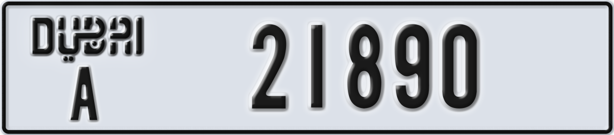 dubai License Plate Number 21890 Code A