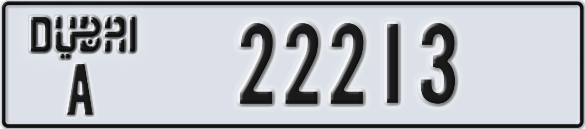 dubai License Plate Number 22213 Code A