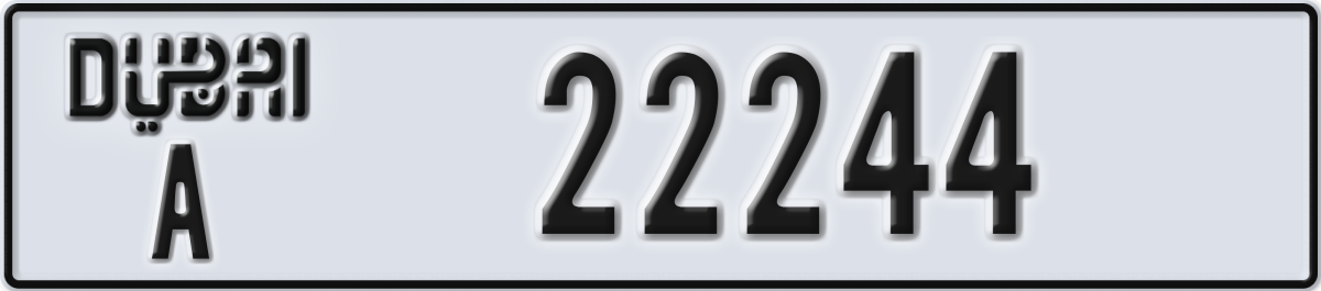 dubai License Plate Number 22244 Code A
