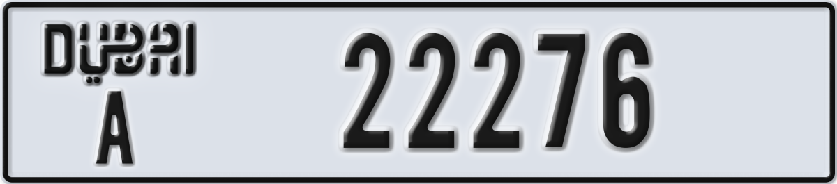 dubai License Plate Number 22276 Code A