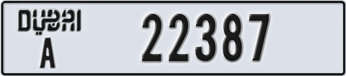 dubai License Plate Number 22387 Code A