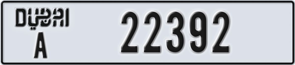 dubai License Plate Number 22392 Code A