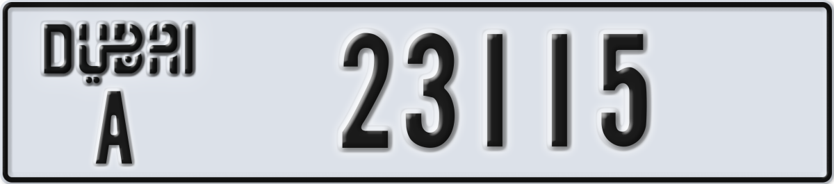 dubai License Plate Number 23115 Code A