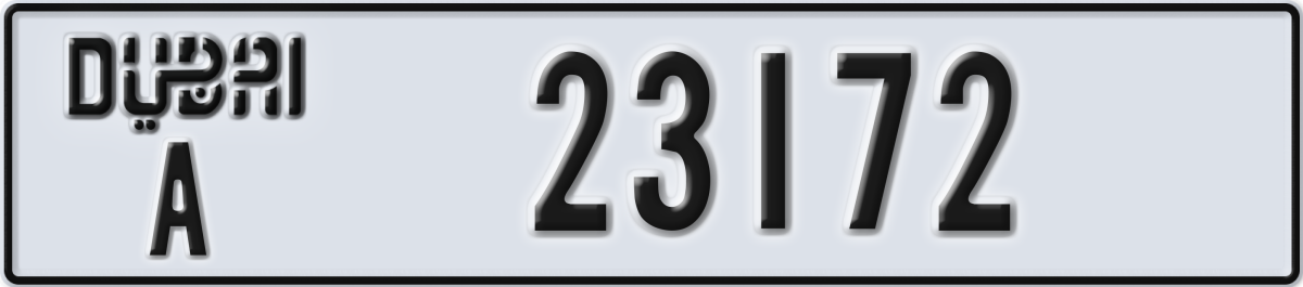 dubai License Plate Number 23172 Code A