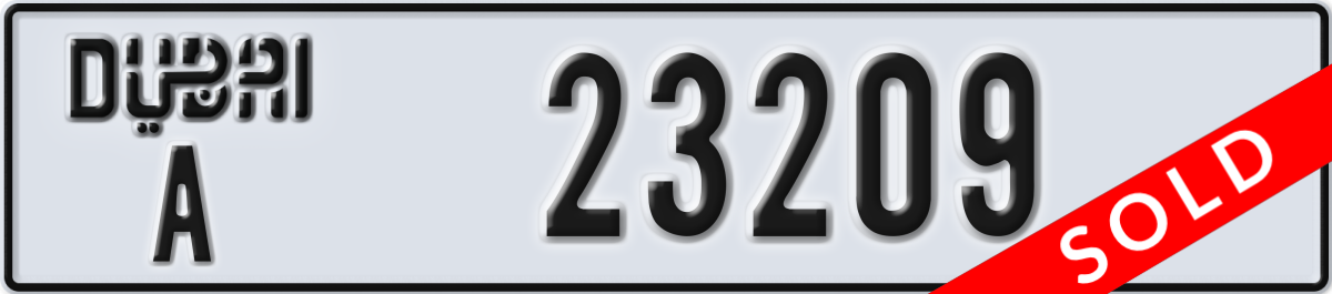 dubai License Plate Number 23209 Code A