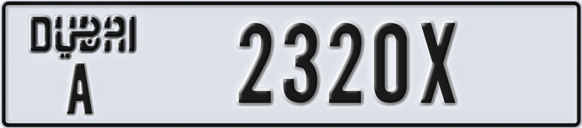 dubai License Plate Number 2320X Code A