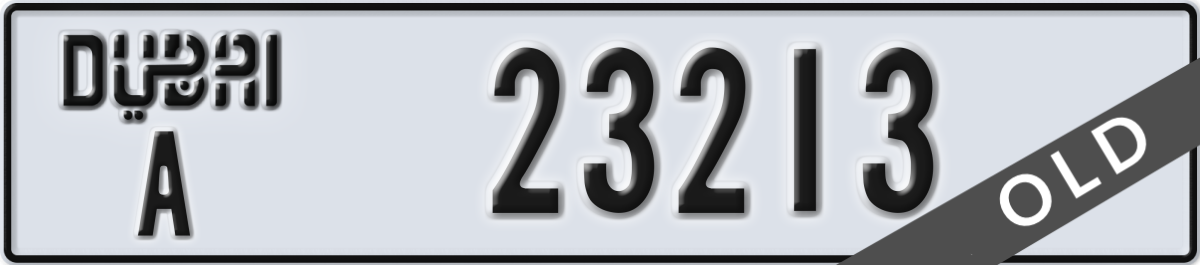 dubai License Plate Number 23213 Code A