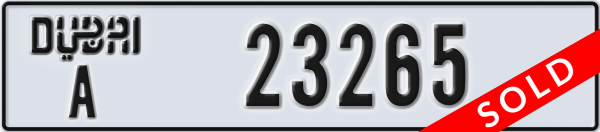dubai License Plate Number 23265 Code A