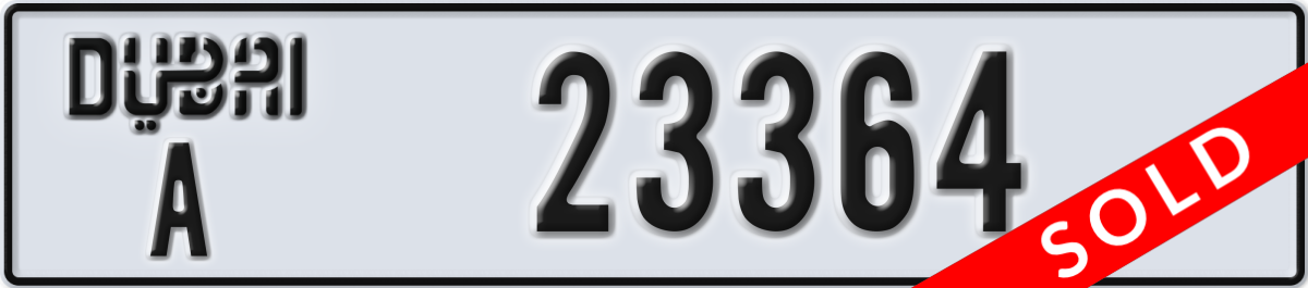 dubai License Plate Number 23364 Code A