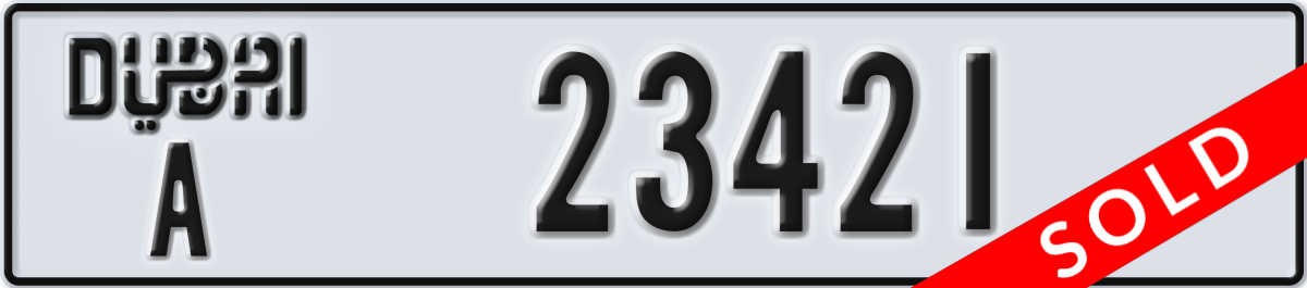 dubai License Plate Number 23421 Code A