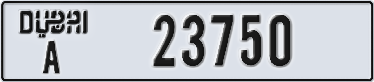 dubai License Plate Number 23750 Code A