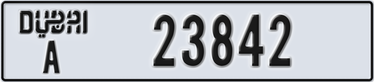 dubai License Plate Number 23842 Code A