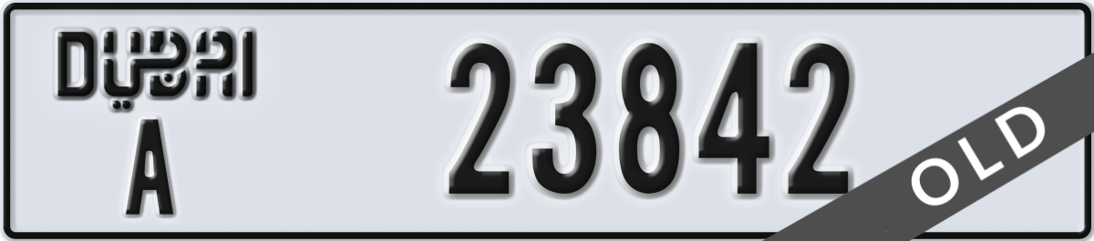 dubai License Plate Number 23842 Code A