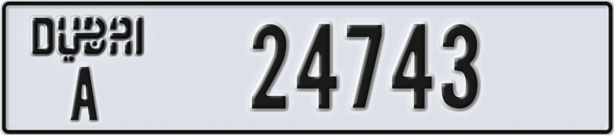 dubai License Plate Number 24743 Code A