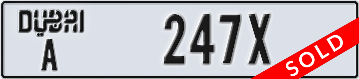 dubai License Plate Number 247X Code A