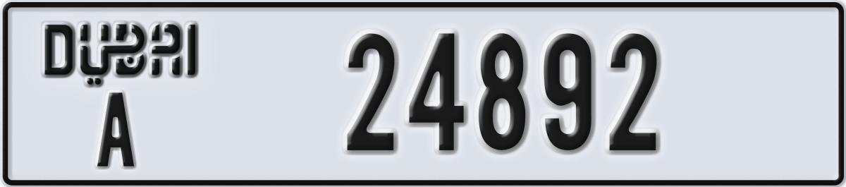 dubai License Plate Number 24892 Code A