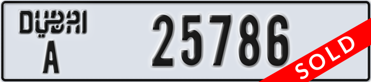 dubai License Plate Number 25786 Code A