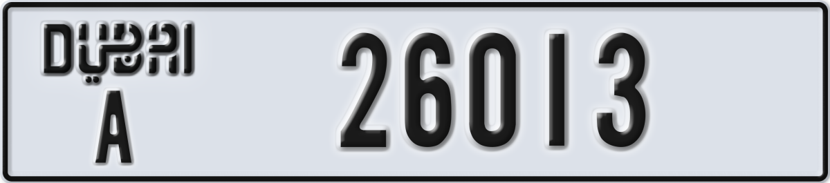 dubai License Plate Number 26013 Code A