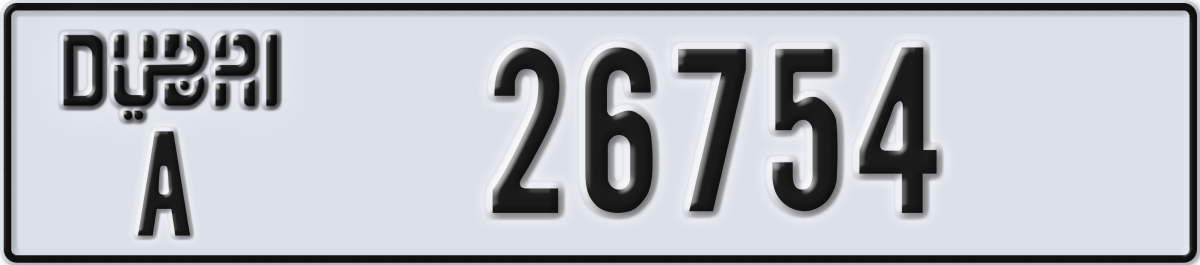 dubai License Plate Number 26754 Code A