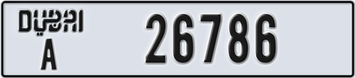 dubai License Plate Number 26786 Code A