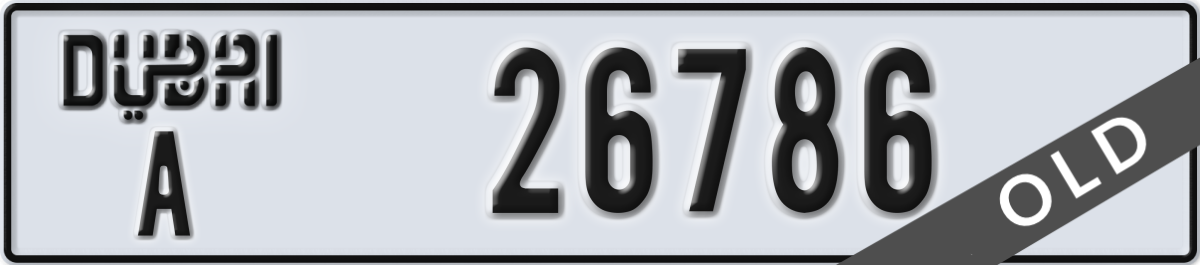 dubai License Plate Number 26786 Code A