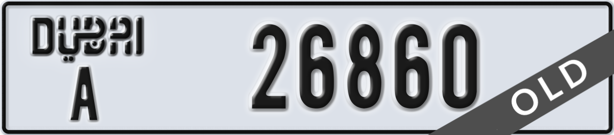 dubai License Plate Number 26860 Code A