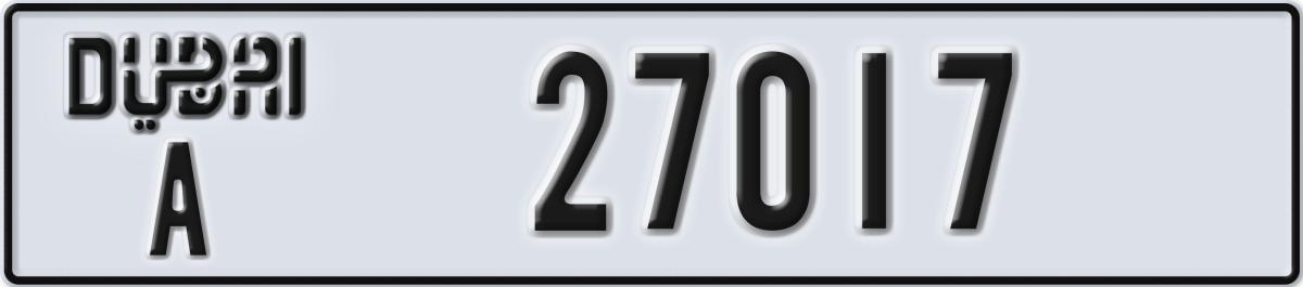 dubai License Plate Number 27017 Code A