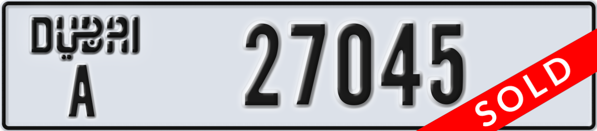 dubai License Plate Number 27045 Code A