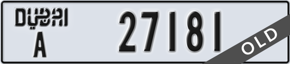 dubai License Plate Number 27181 Code A