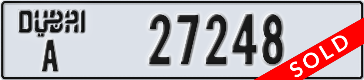dubai License Plate Number 27248 Code A