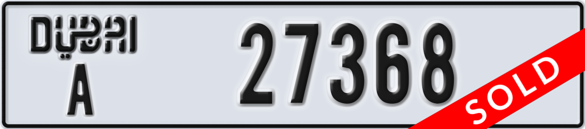 dubai License Plate Number 27368 Code A