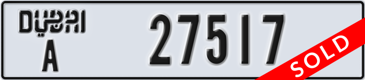 dubai License Plate Number 27517 Code A