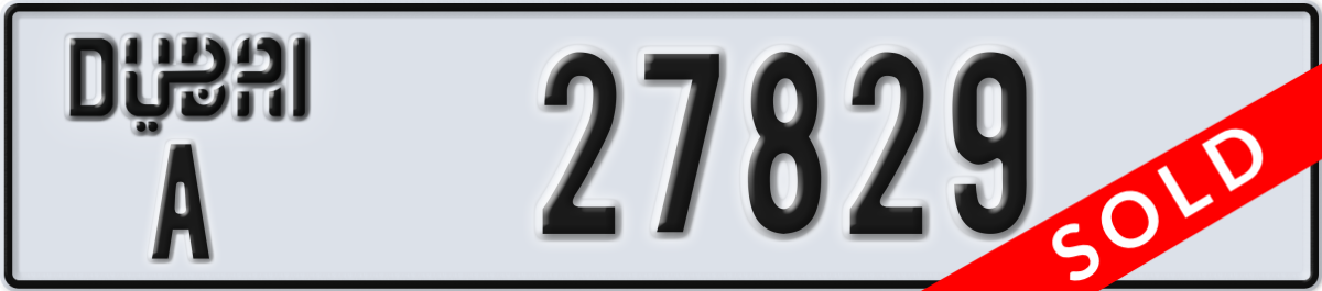 dubai License Plate Number 27829 Code A