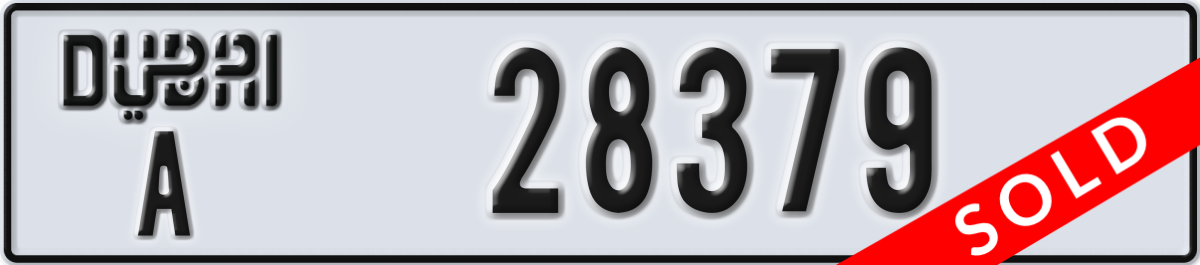 dubai License Plate Number 28379 Code A
