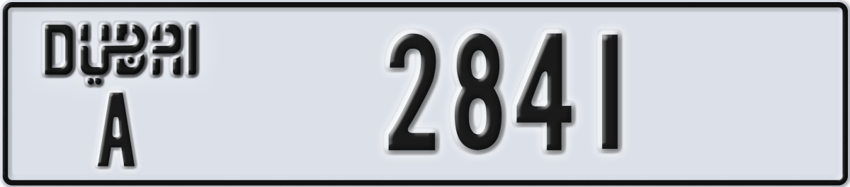 dubai License Plate Number 2841 Code A