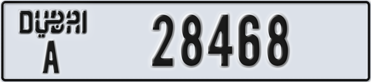 dubai License Plate Number 28468 Code A