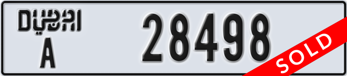 dubai License Plate Number 28498 Code A
