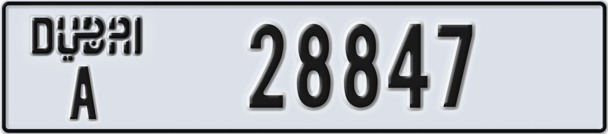 dubai License Plate Number 28847 Code A