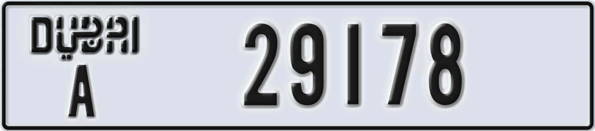dubai License Plate Number 29178 Code A