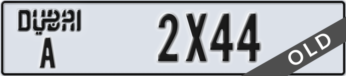 dubai License Plate Number 2X44 Code A